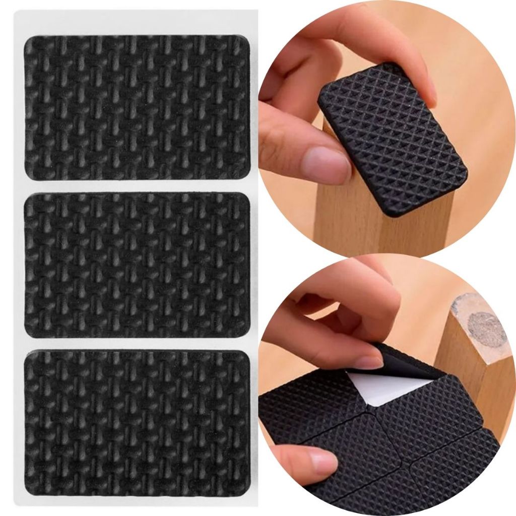 Kit 24 Protetor Retangular 4X2,5cm Para Moveis Pé de Mesa Cadeira Em Borracha Protetores Anti Ruido e Barulho