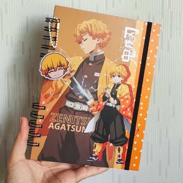 Caderno Zenitsu Demon Slayer Personalizado Anime Kimetsu no Yaiba — Capa dura A5 ou Universitário