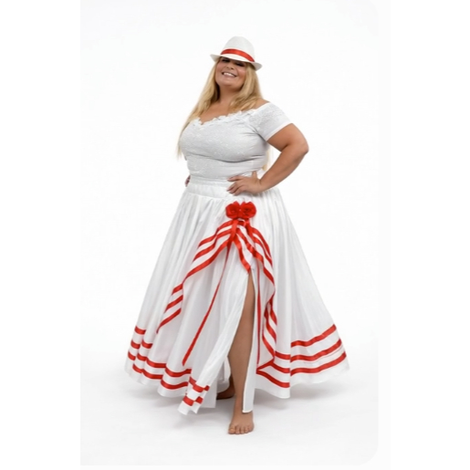 SAIA MARIA NAVALHA MC TRANS SAIA COM FENDA BLUSA E CHAPÉU COMPLETA