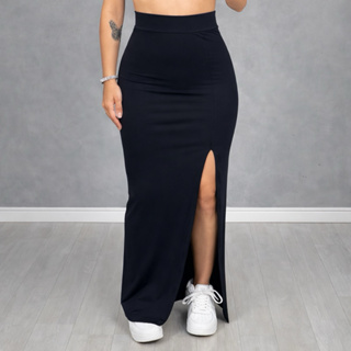Saia Longa Feminina Com Fenda Diversas Cores Zero Transparência PP ao GG Tamanho Único Look  Eventos