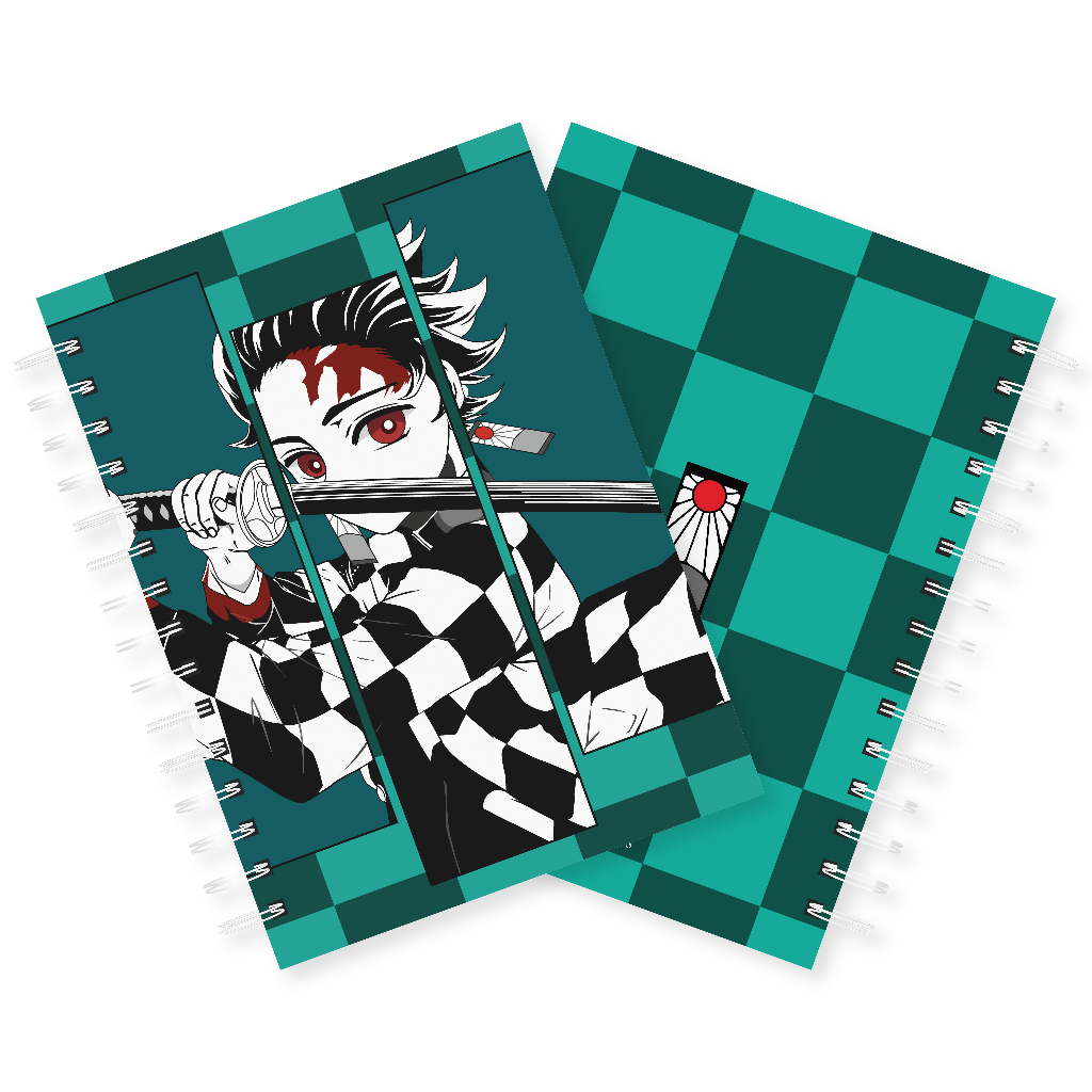 Caderno Tanjiro A5 Anime Demon Slayer Capa Dura Wire-o Miolo Pautado 95 folhas 75g