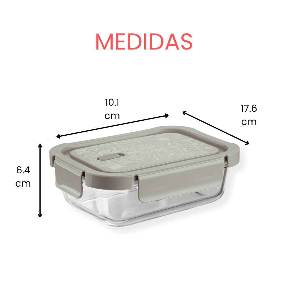 Kit 2 Pote Marmita Vidro Transparente Resistente Tampa Trava Cinza Alimento Almoço Fit