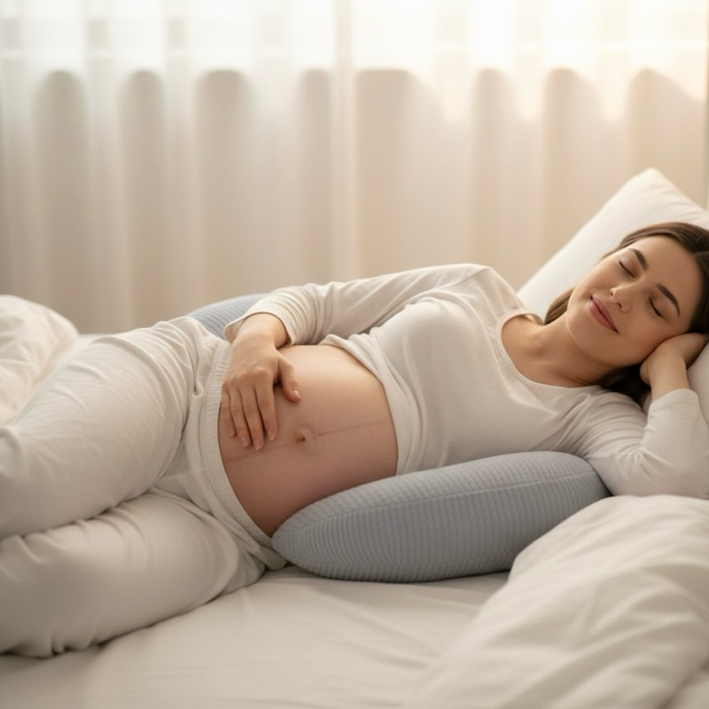 Almofada Travesseiro Ajustável Para Grávida em Tecido Aveludado