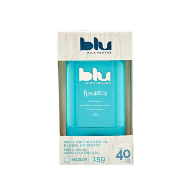 Protetor Solar Facial Incolor Vegano Bastão Blu40 Biochronos 15g