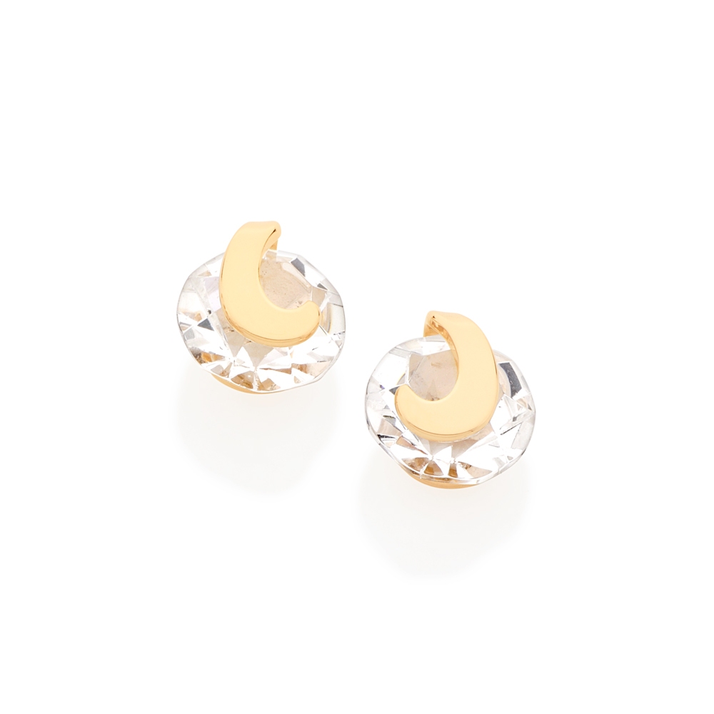 Brinco Romanel Lançamento Semijoia Ponto de luz Brinco Dourado Feminino