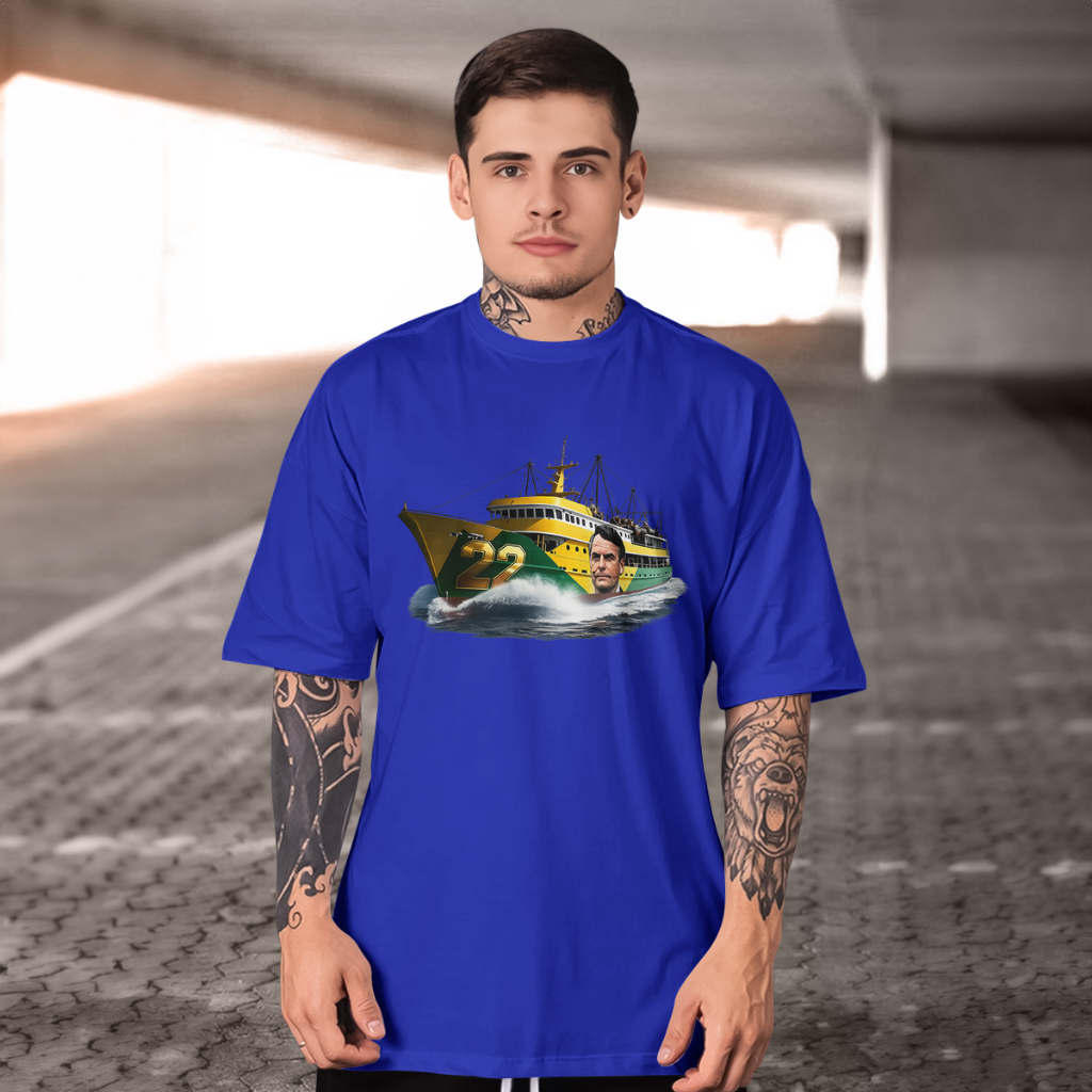 Camiseta  Ferry verde e amarelo com Bolsonaro Masculina Manga Curta 100% Algodão