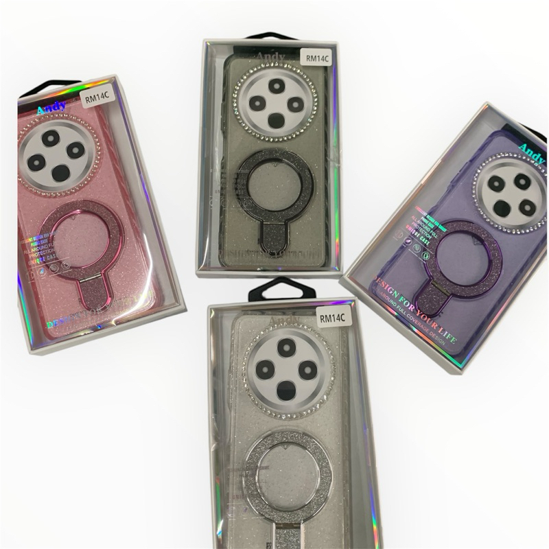 Capa Magnética Premium para Poco C85/ Redmi 14C / Poco C75 – Glitter Luxo com Anel MagSafe, Transparente Antichoque