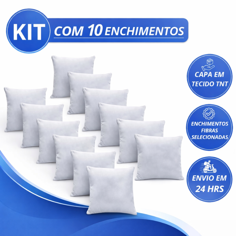 Kit 10 Enchimento De Almofada 45x45 Espuma Premium TNT Premium Decoração Casa Sala