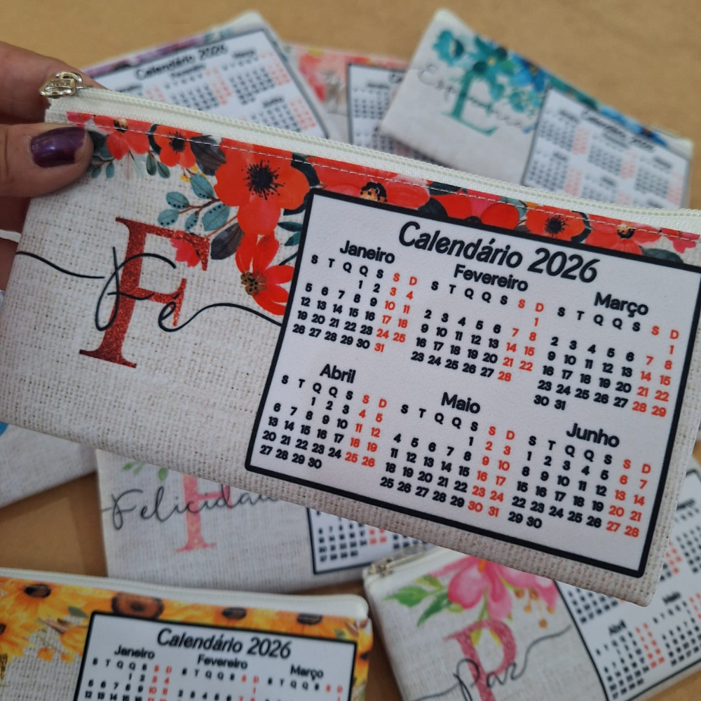 Carteira Necesserie Estojo Calendario 2026 tamanho 20x10cm aprox. ORGANIZADOR DE BOLSA em Oferta na Shopee