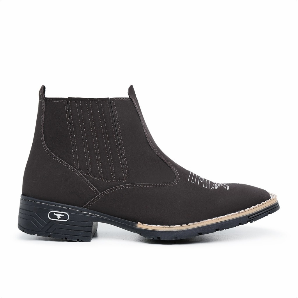 Botina Texana Nobuck Masculina Country Cano Médio Macia
