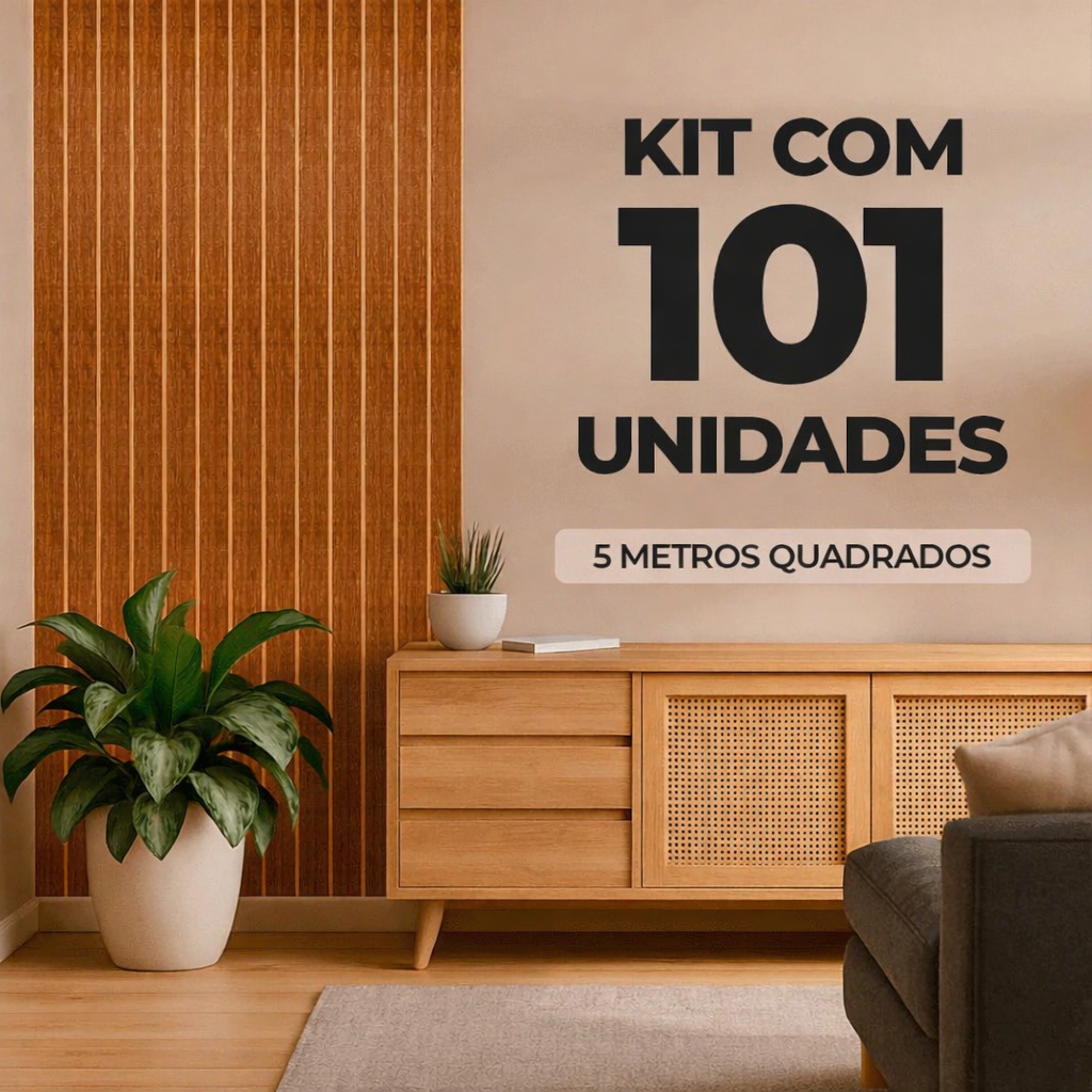 Kit de até 101 Placas Ripadas Adesivas MDF - Revestimento 3D Decorativo 45x11cm para Parede Moderna em Oferta na Shopee