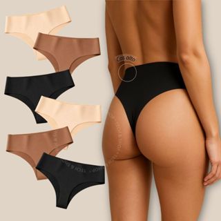 Kit Calcinhas Cós Alto Corte a Laser Sem Costura Modeladora Poliamida Premium em Oferta na Shopee