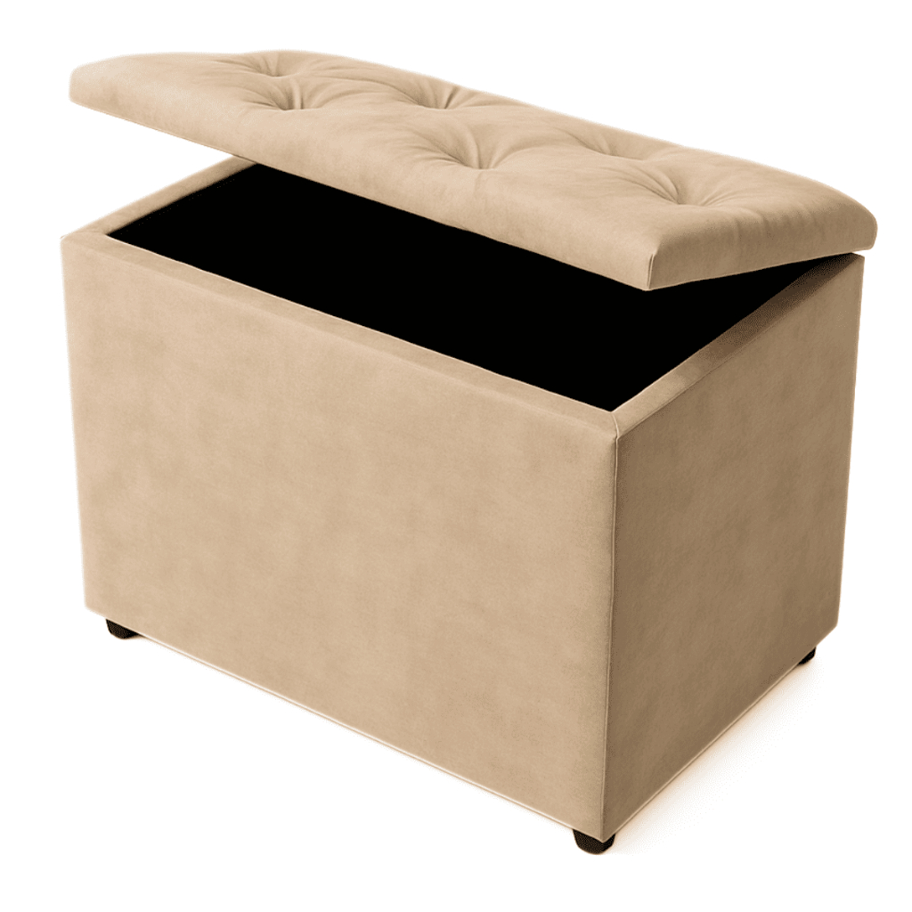Baú Retangular Puff Guarda Objetos Decoração Assento Conforto