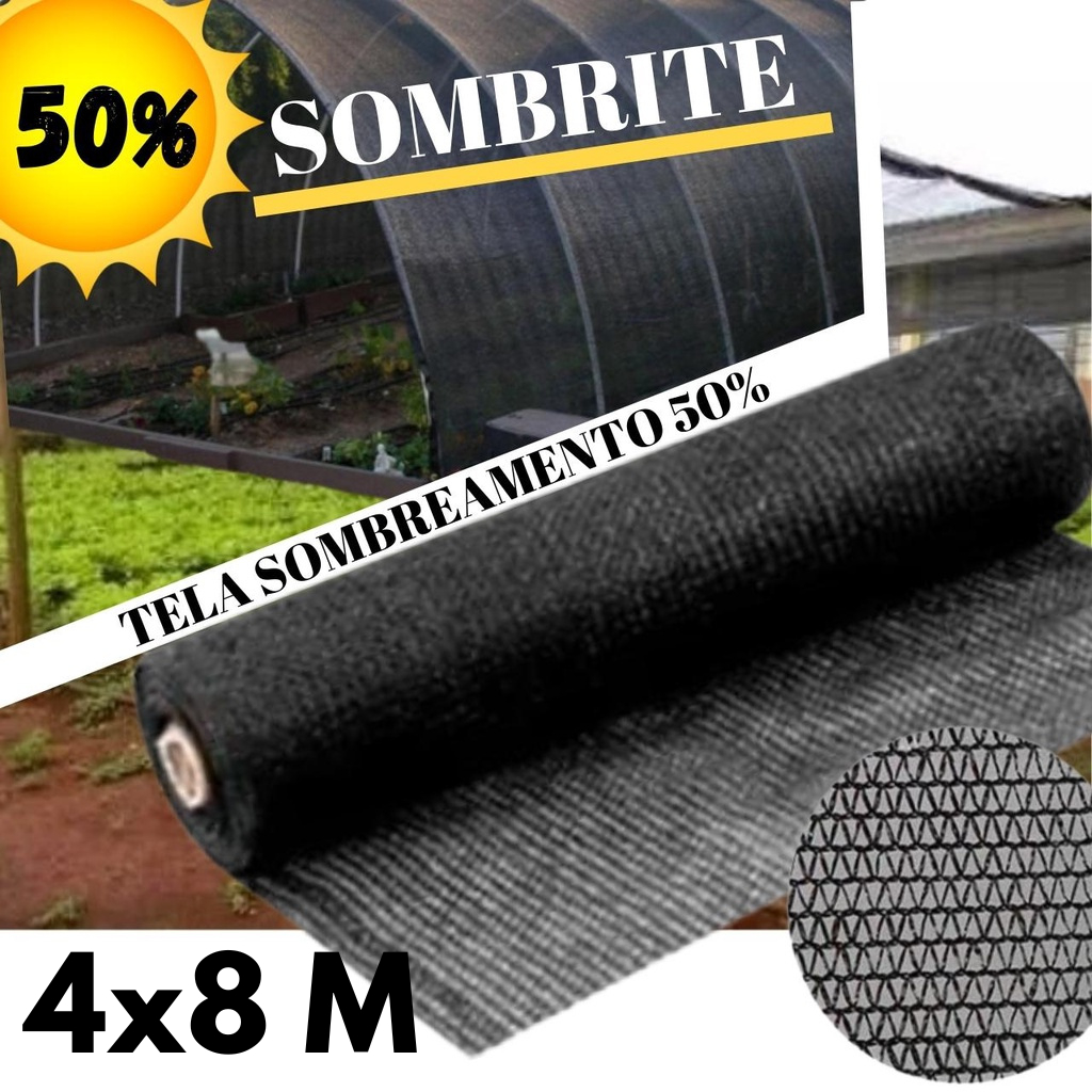 Sombrite 50% 4x8 Metros para Horta Jardim Estufa Viveiro Proteção UV Alta Resistência Sombreamento