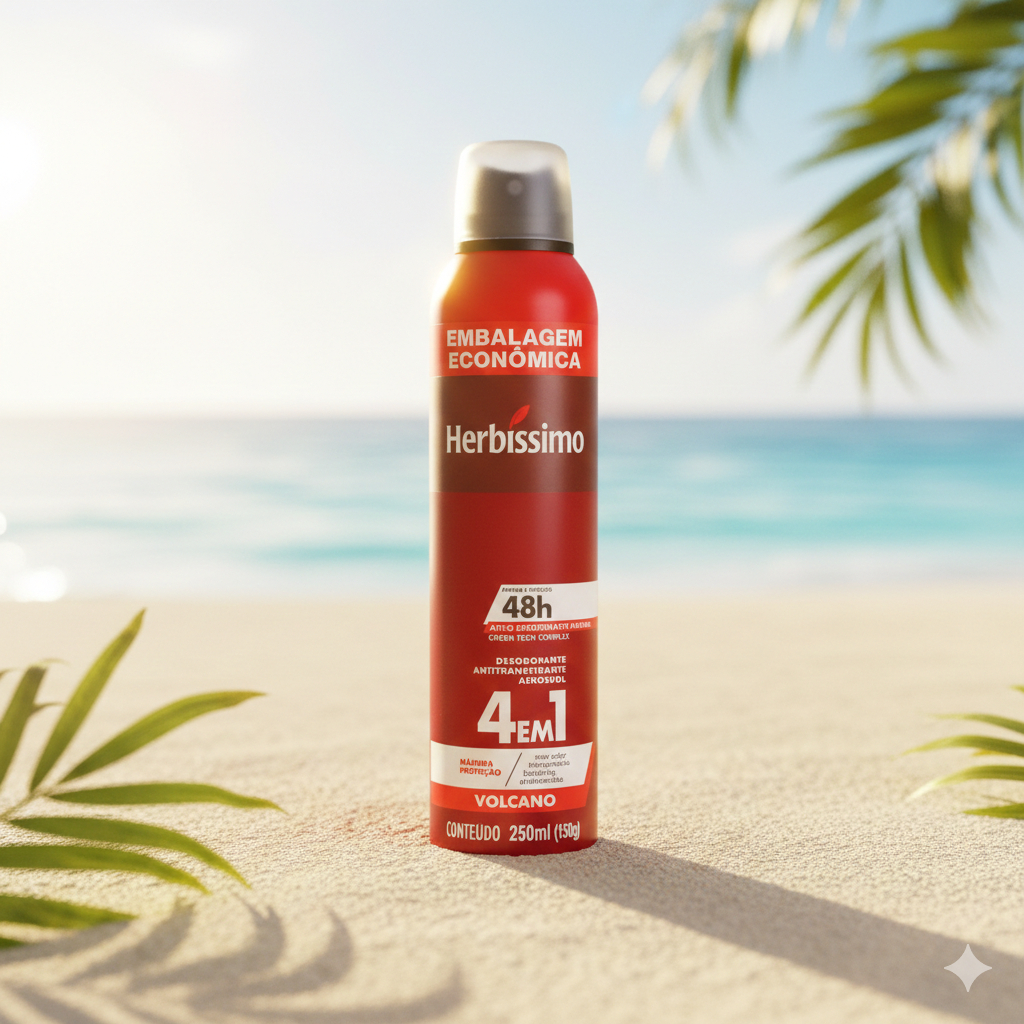 Desodorante Aerosol Antitranspirante Herbíssimo Volcano 250ml – Proteção Intensa e Toque Masculino | Embalagem Econômica em Oferta na Shopee