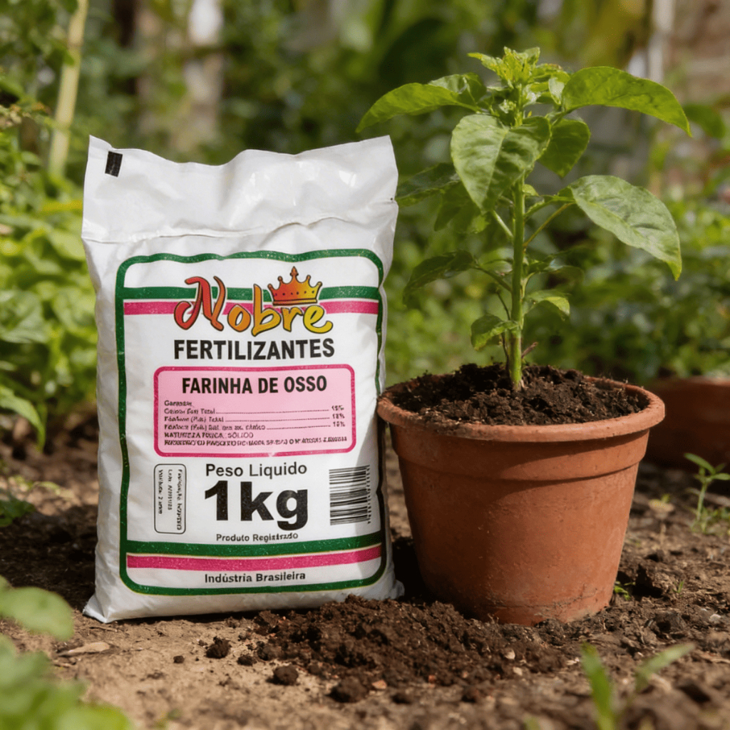 Farinha de Osso 1kg Fertilizante Orgânico Natural Rico em Fósforo e Cálcio para Plantas Jardim Horta