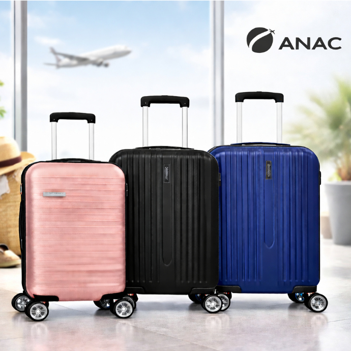 Mala de Bordo ANAC ABS 10KG Rígida Rodas 360° Removíveis | Cadeado Viagens em Oferta na Shopee