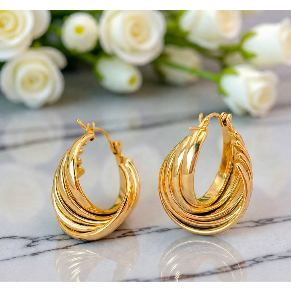 Brinco Argola Feminina Aço Inoxidável Torcida Banhada Ouro 18k | Dourado e Prateado – Joia Moderna e Atemporal