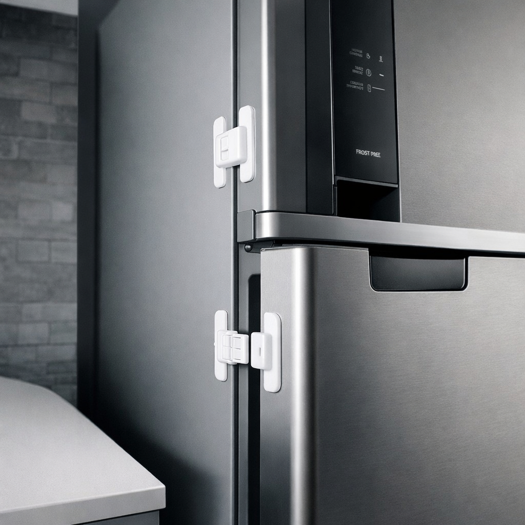 Trava De Segurança Multiuso Para Geladeira E Armário - Bebê Branco em Oferta na Shopee