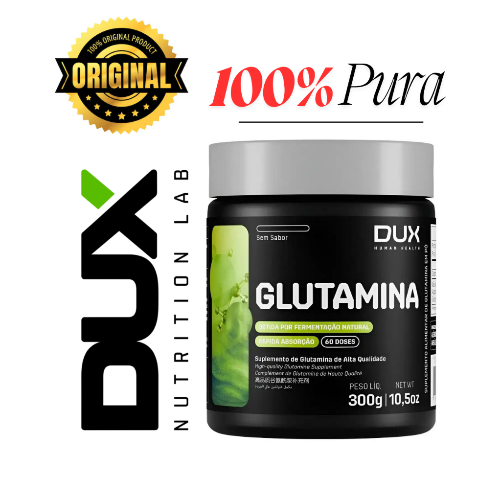 Glutamina 300g Dux 100% Pura Recuperação Muscular Imunidade Intestino Saúde Alta Absorção Original