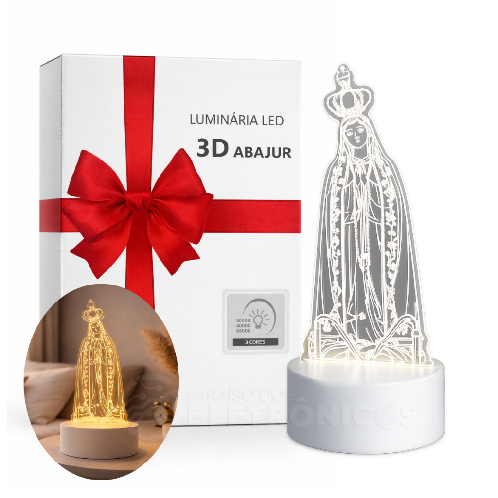 Abajur Decorativo 3D Nossa Senhora de Fátima LED Bivolt – EBMZ9004