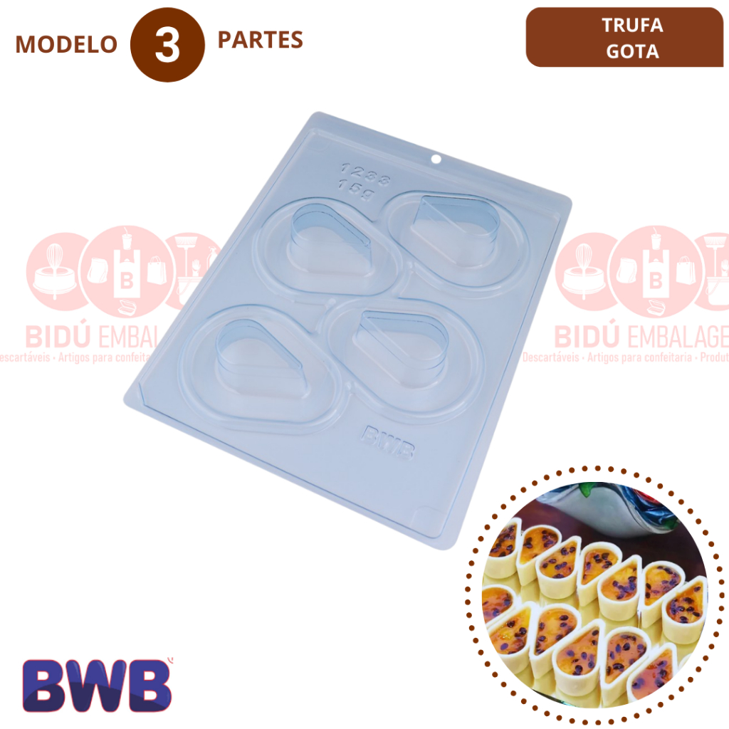 1-5 Forma BWB com Silicone (3 partes) Para Chocolate TRUFA GOTA para Doces Finos Luxo para Casamento e Eventos