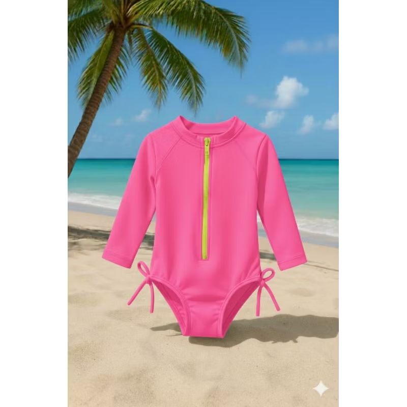 Maiô infantil Manga longa com Zíper frontal em Oferta na Shopee