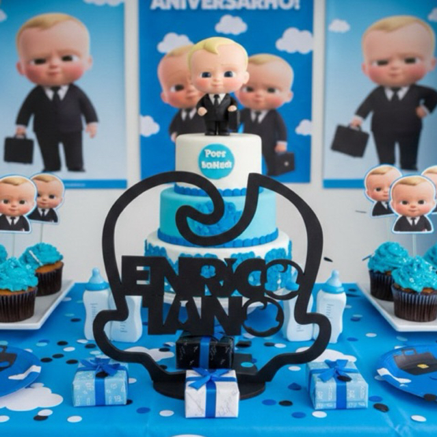 Centro de Mesa Personalizado Para Aniversário Tema Poderoso Chefinho