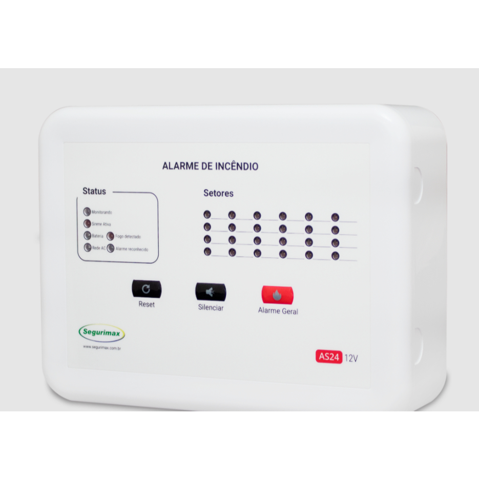 CENTRAL DE ALARME DE INCÊNDIO CONVENCIONAL 24 SETORES 12V SEGURIMAX
