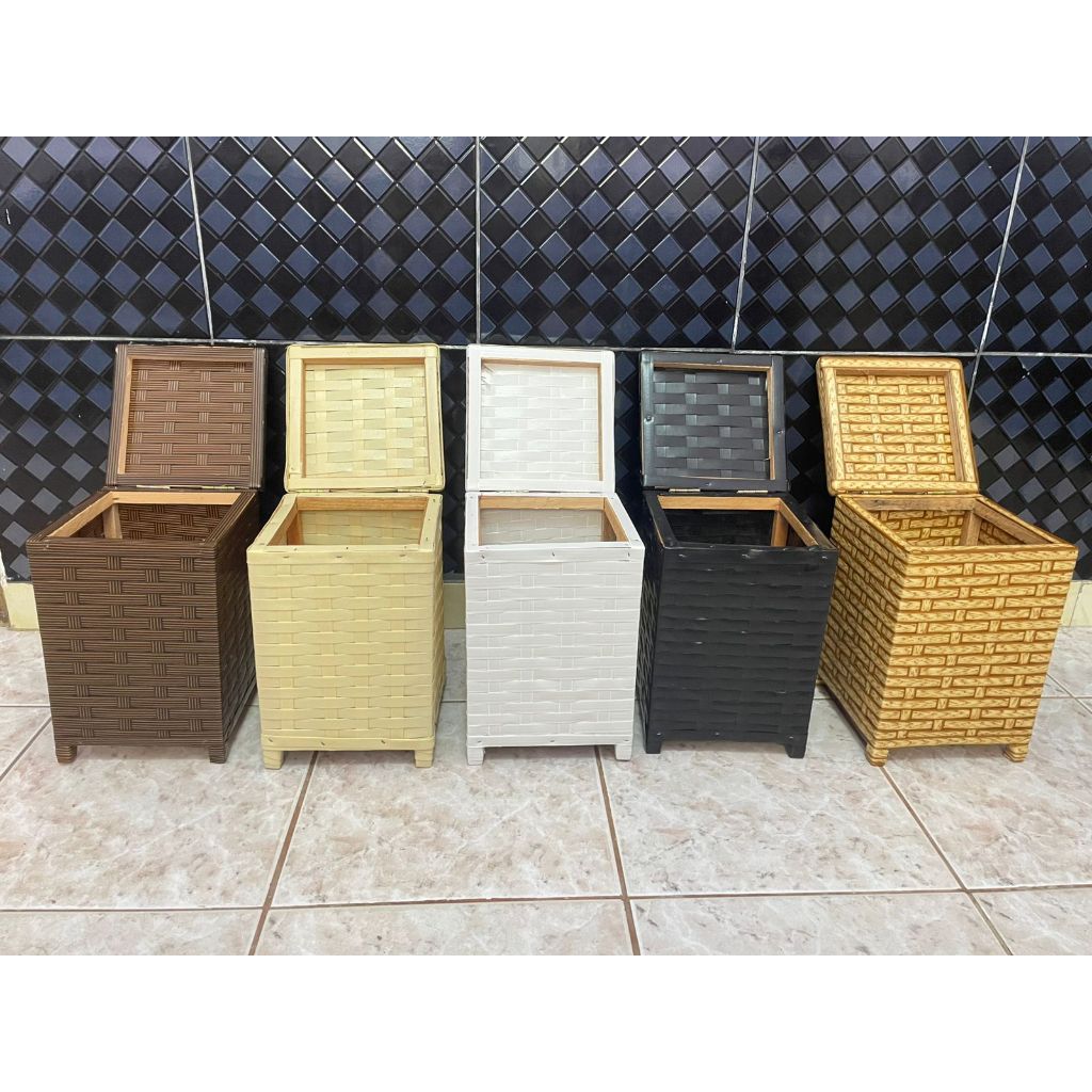 Lixeira MDF 20x20x30 Madeira Sintética Moderna Compacta Banheiro Cozinha Escritório