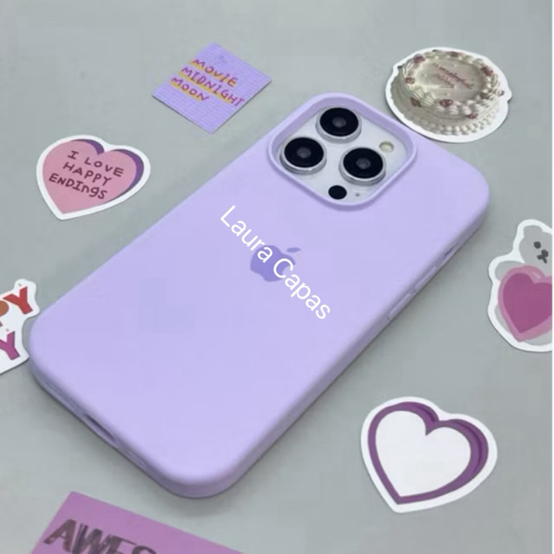 Capinha LILÁS Para iPhone 17 11 12 13 14 15 16 XR X XS 7 8 16E 17E Plus Pro Max Silicone Aveludada Com Logo