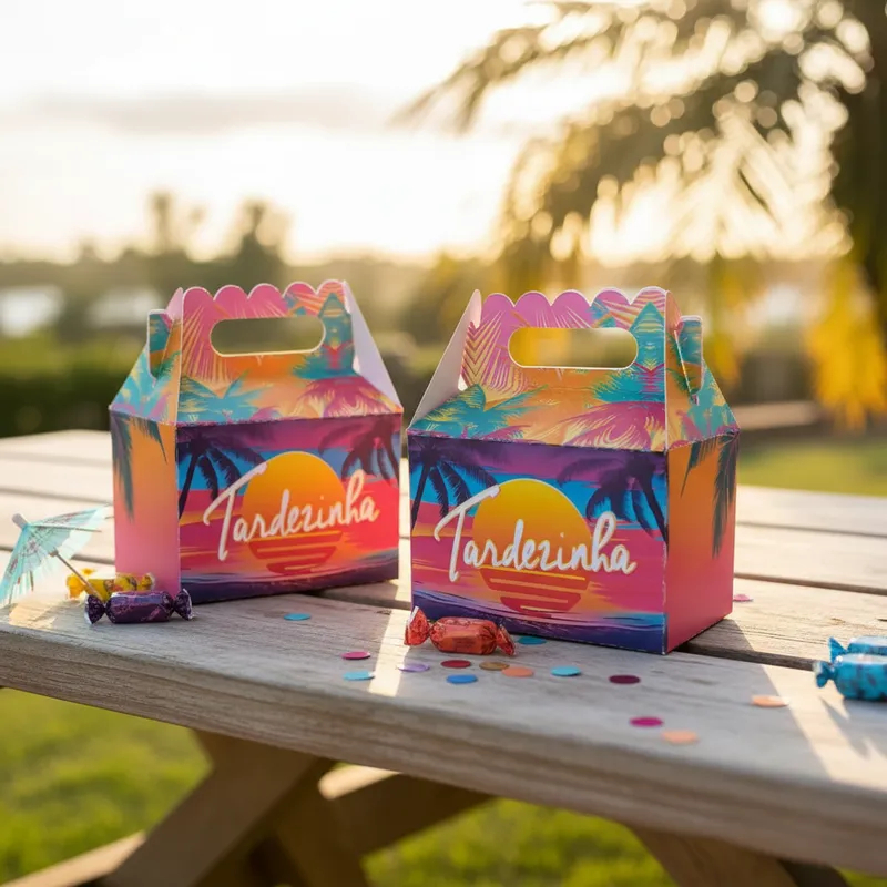 Kit 30 Caixinha Maletinha Tardezinha para Festa Infantil Lembrancinha