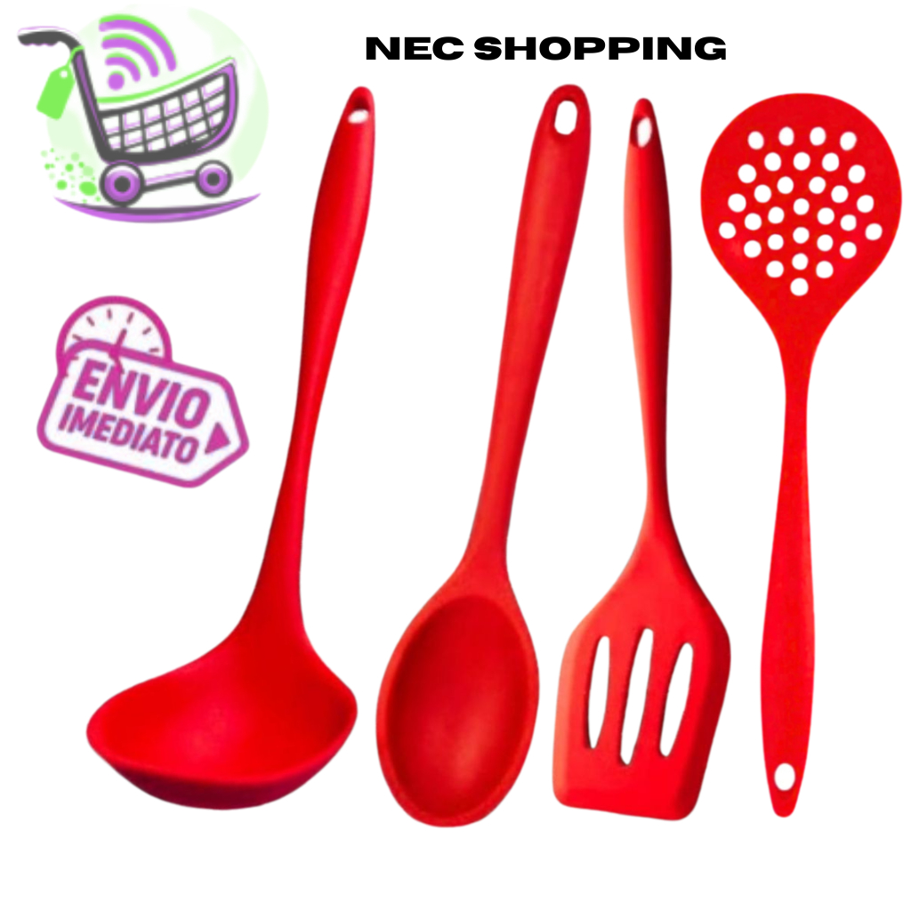 04 jogo Utensílios de Cozinha Silicone Premium Concha Espátulas Colher Casa Cozinha confeitaria Restaurante Buffet