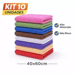 Kit 10 Panos de Microfibra 40x60 Alta Absorção Multiuso Limpeza Casa Carro Vidro Super Macio