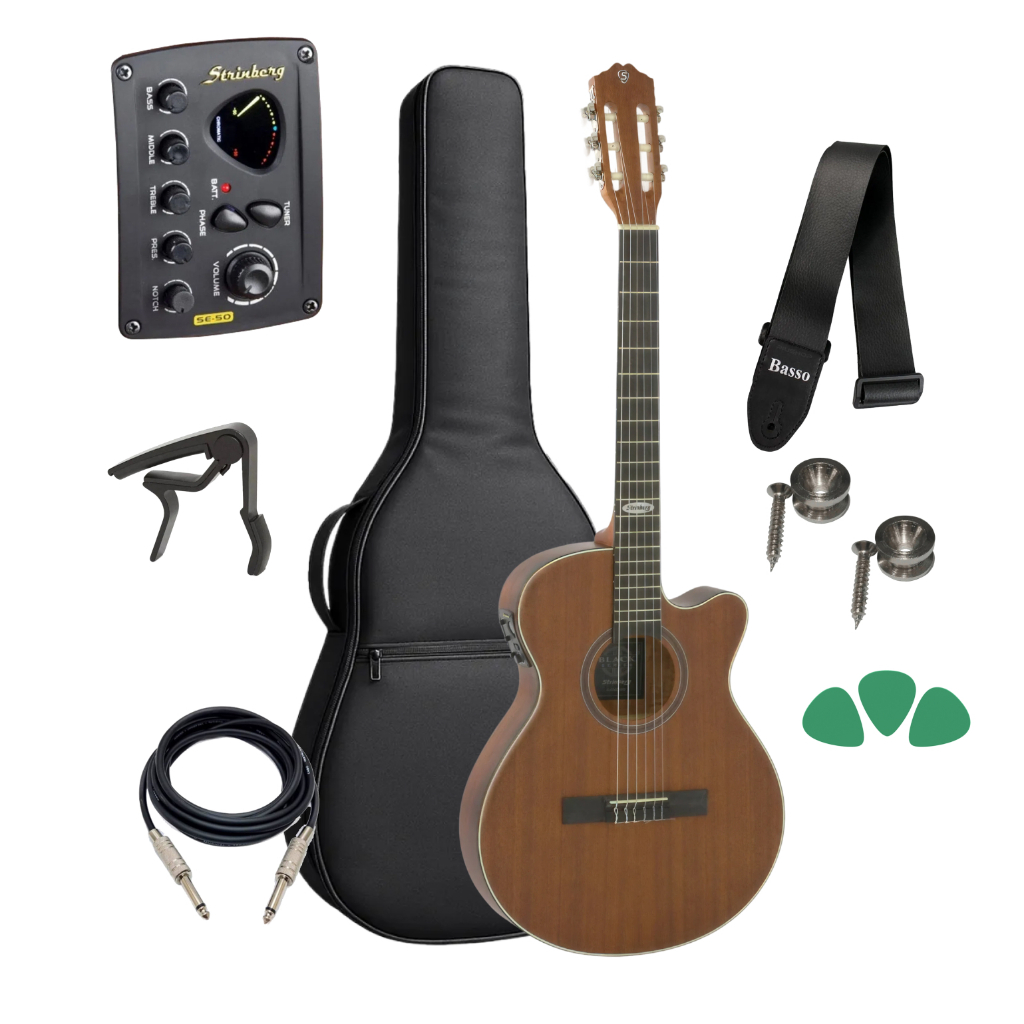 Violao Eletrico Nylon Strinberg Sl200 Mgs Kit Capa Acessorio