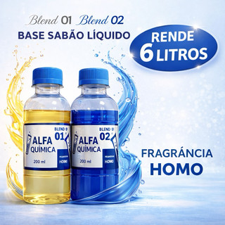 BASE SABÃO LÍQUIDO AZUL FAZ 6L HOMO 2X200ML CONCENTRADO KIT BLEND