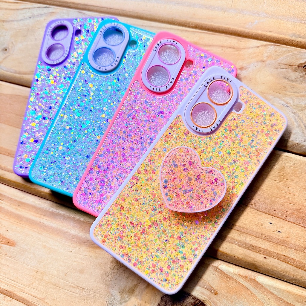 Capa capinha Anti Impacto com suporte de coração Glitter para Xiaomi Poco X7 Pro 5G - Pop Glitter