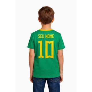 Camiseta Do Brasil Infantil Unissex Estampa Personalizada Malha 100% Algodão Confortável em Oferta na Shopee
