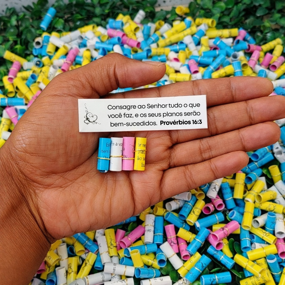 50 ou 100 Versículos Promessas Enroladas Lembrancinhas Eventos Igreja, aniversário, chá de bebê em Oferta na Shopee