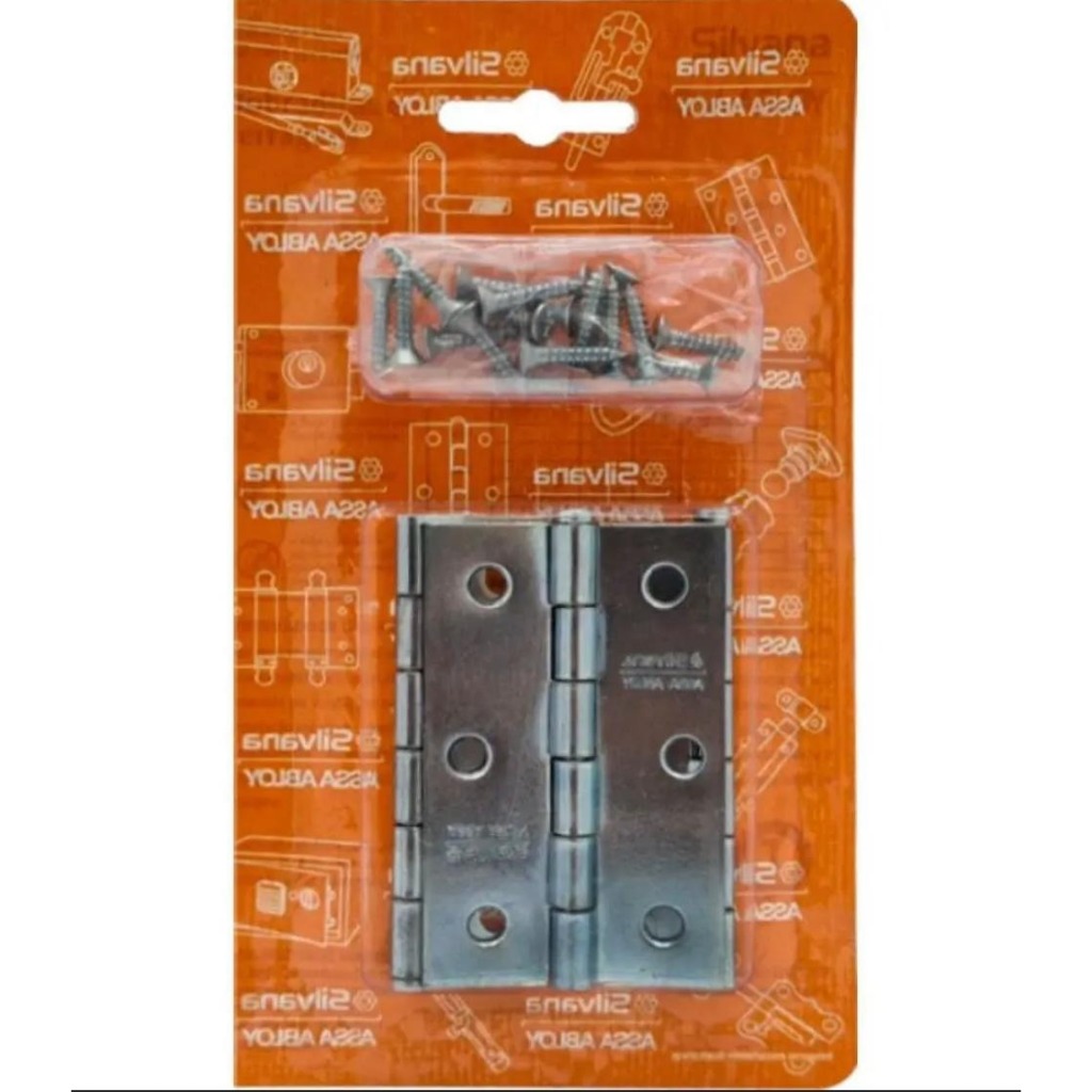 Dobradiças 850 X 3,5" Aço Zincado com parafusos para madeira 3 unidades Silvana