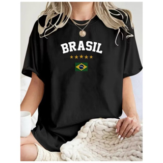 Camiseta Feminina 100% Algodão Premium Blusa Brasil Copa Mundo Confortável Envio Rápido em Oferta na Shopee
