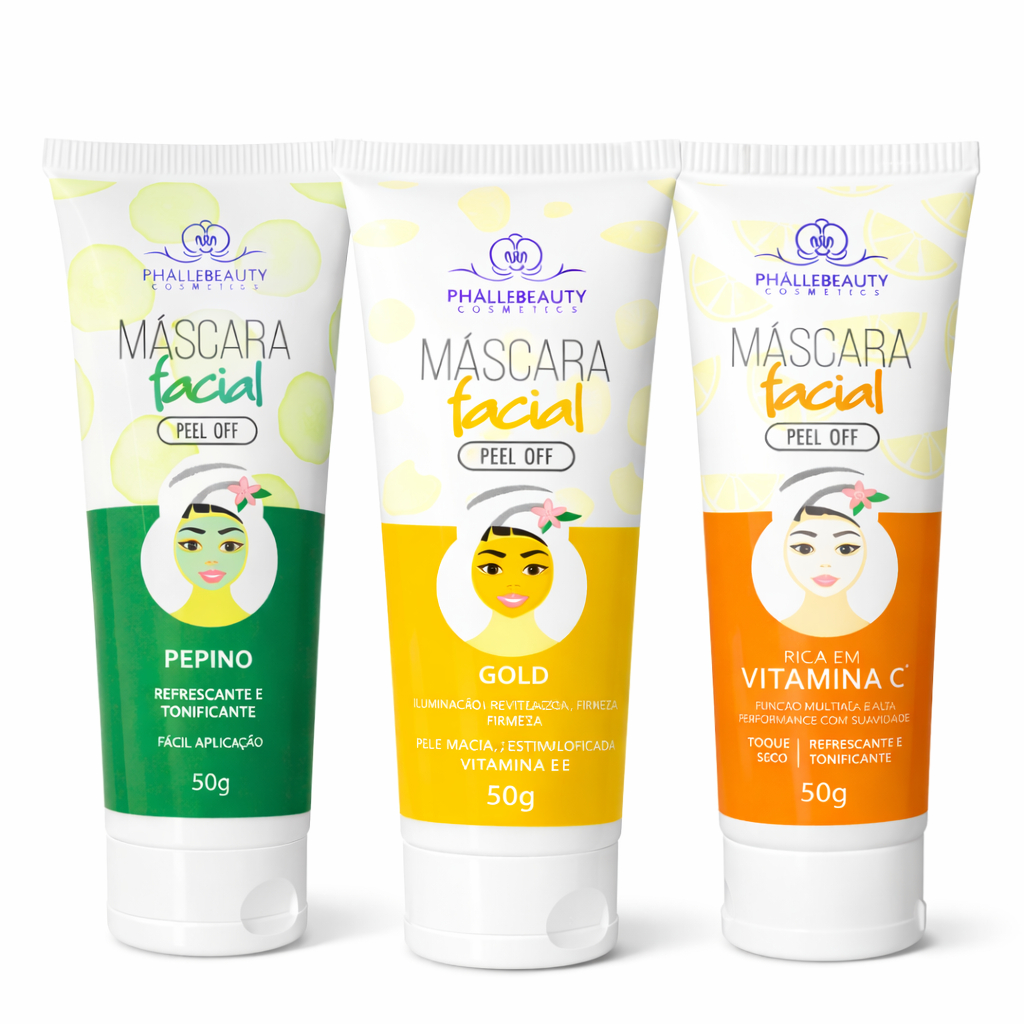 Máscara Facial Hidratante Rica Beleza Pepino Feminina Phállebeauty Vitamina C Cosméticos Moda Gold