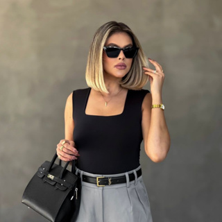 Regata Feminina Suplex Básica Lisa Decote Moderno Confortável Moda Blogueira Academia em Oferta na Shopee