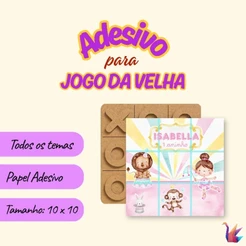 Adesivo Personalizado Jogo da Velha 10x10 | Lembrancinha Festa Infantil