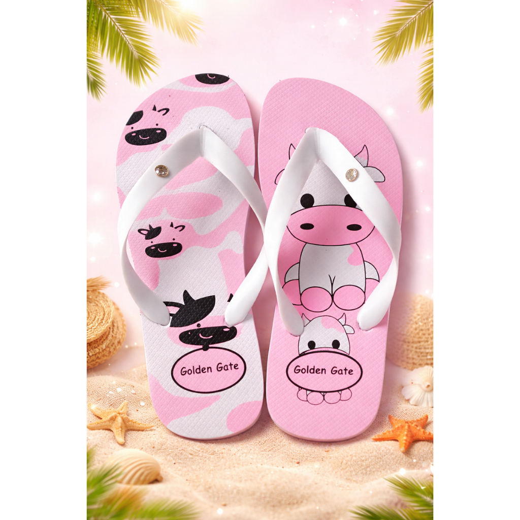 Chinelo Feminino Adulto Rosa Estampado Casual Praia Dia a Dia Confortável Antiderrapante Leve