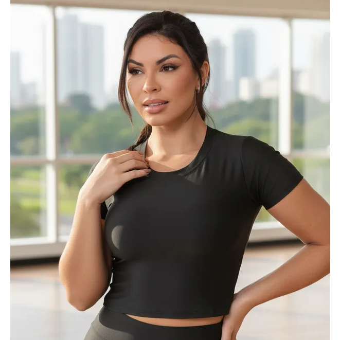 Top Cropped Esportivo Moda Evangélica Fitness Para Academia Caminhada Corrida Dança Pilates