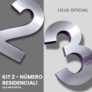 KIT 2 NUMEROS RESIDENCIAL ACO INOX POLIDO 15 CM 3D em Oferta na Shopee