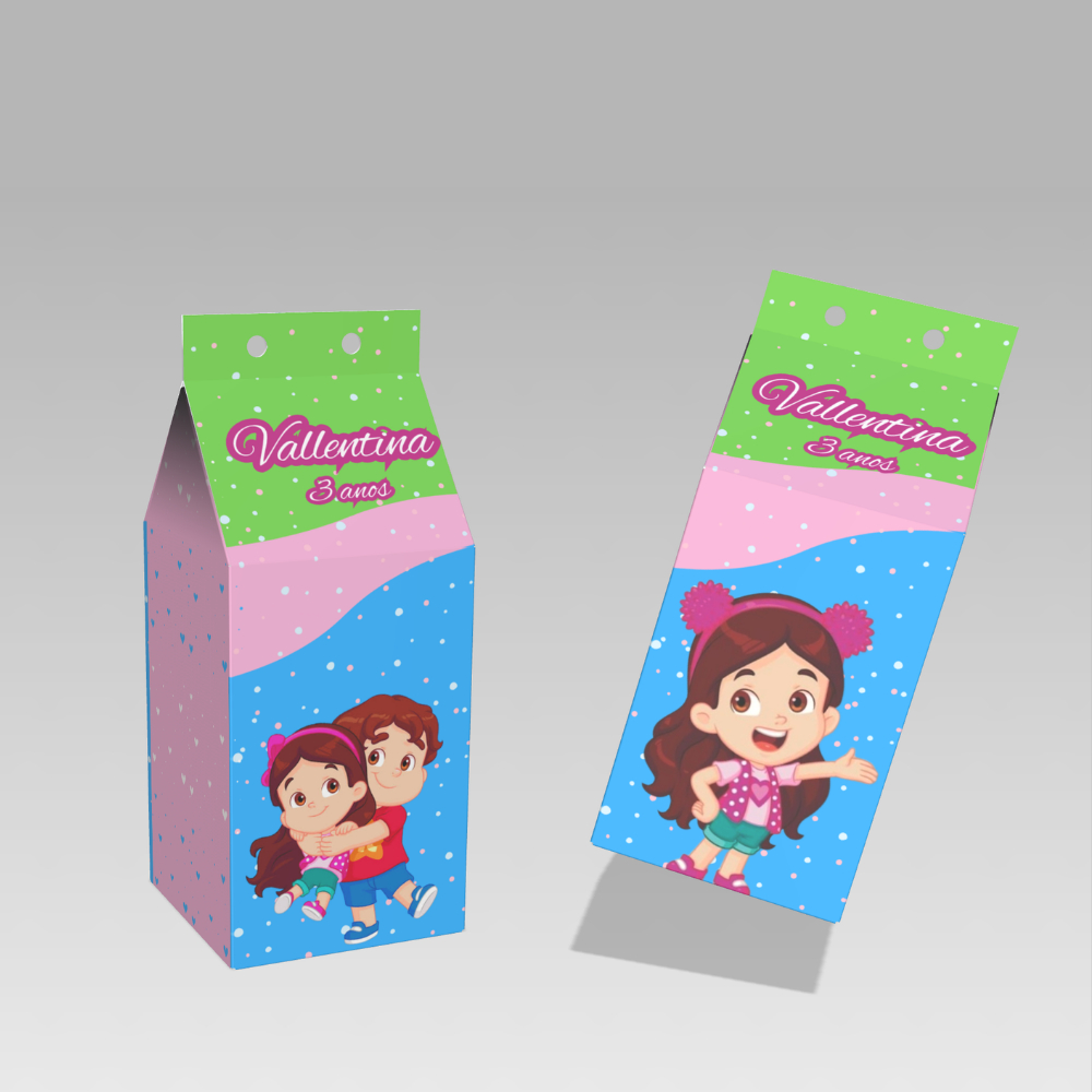 Caixinha MILK Lembrancinha Sacolinha Personalizada Maria Clara e Jp