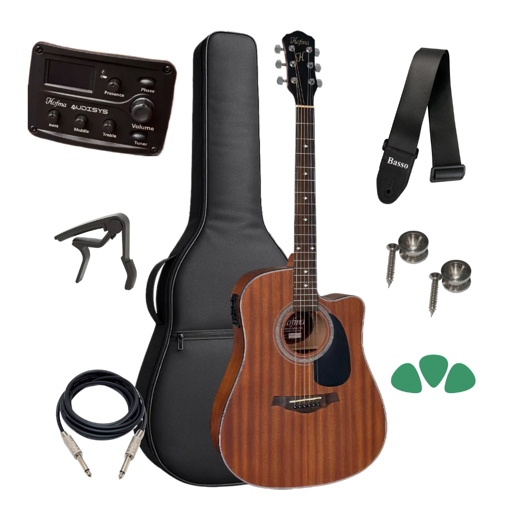 Kit Violao Elétrico Hofma Hmf250 Stnt Folk + Acessórios em Oferta na Shopee