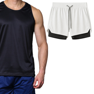 Kit Regata Masculina Dry Fit Leve + Short 2 em 1 Com Bolso Secreto Bermuda Academia Esportiva em Oferta na Shopee